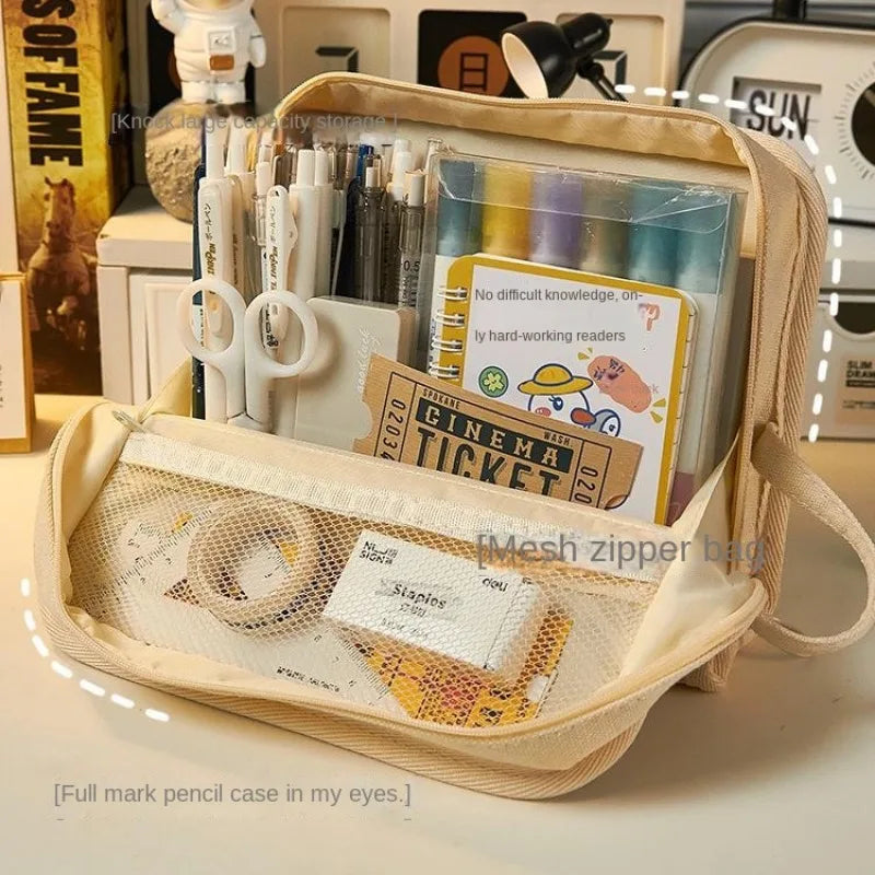 Pencil Case Korean Stationery Pencils Cases Big Bags for Girls Estuches Estojo Escolar Kawaii Bear Pencilcases Productos Trousse
