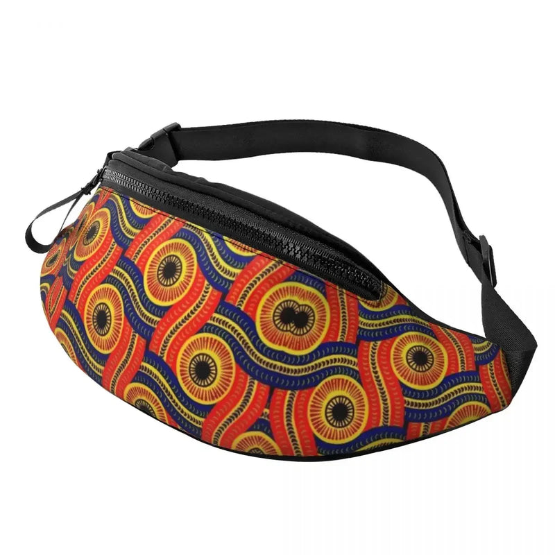 African Kente Cloth Design Fanny Pack for Men Women Africa Ethnic Pattern Crossbody Waist Bag Cycling Camping Phone Money Pouch