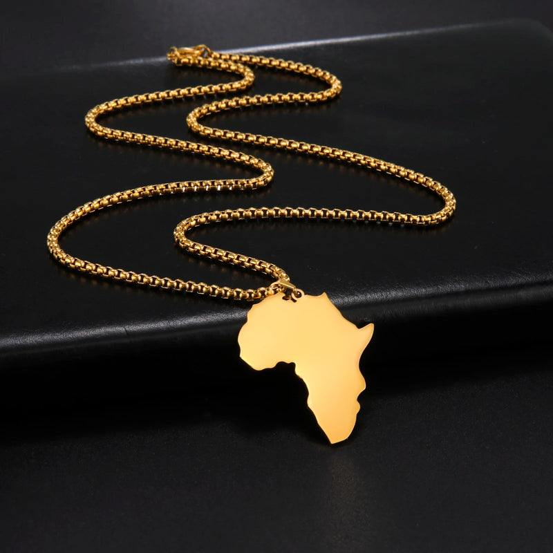 Amaxer African Map Pendant Necklaces For Women Stainless Steel Cutting Shape Simple Africa Map Jewelry Gift Wholesale