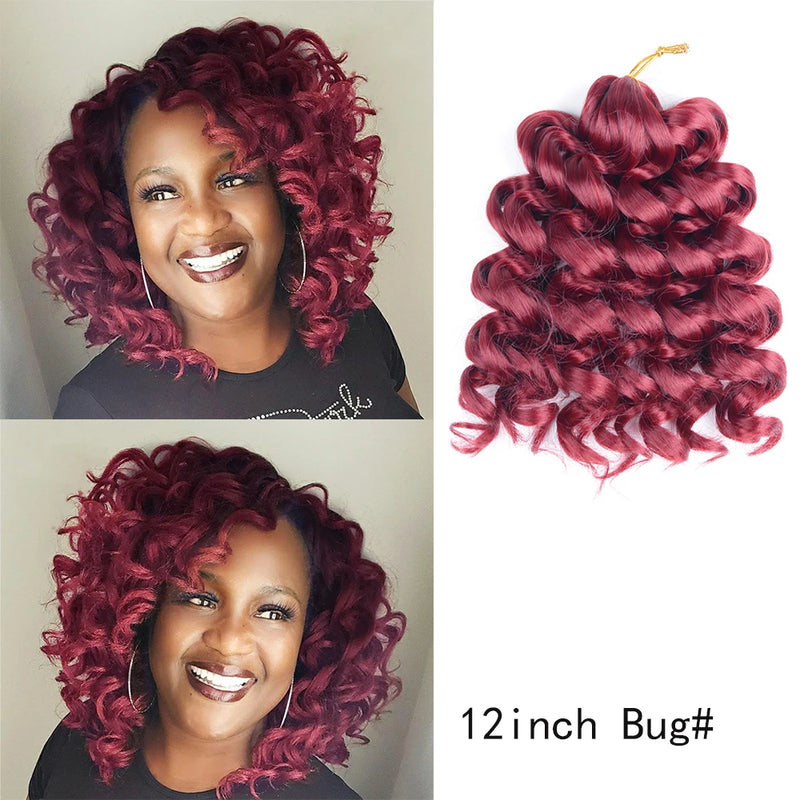 12Inch Water Wavy Synthetic Crochet Hair Ombre Hawaii Afro Curls Braiding Hair Extensions For Women Ocean Wave Hair