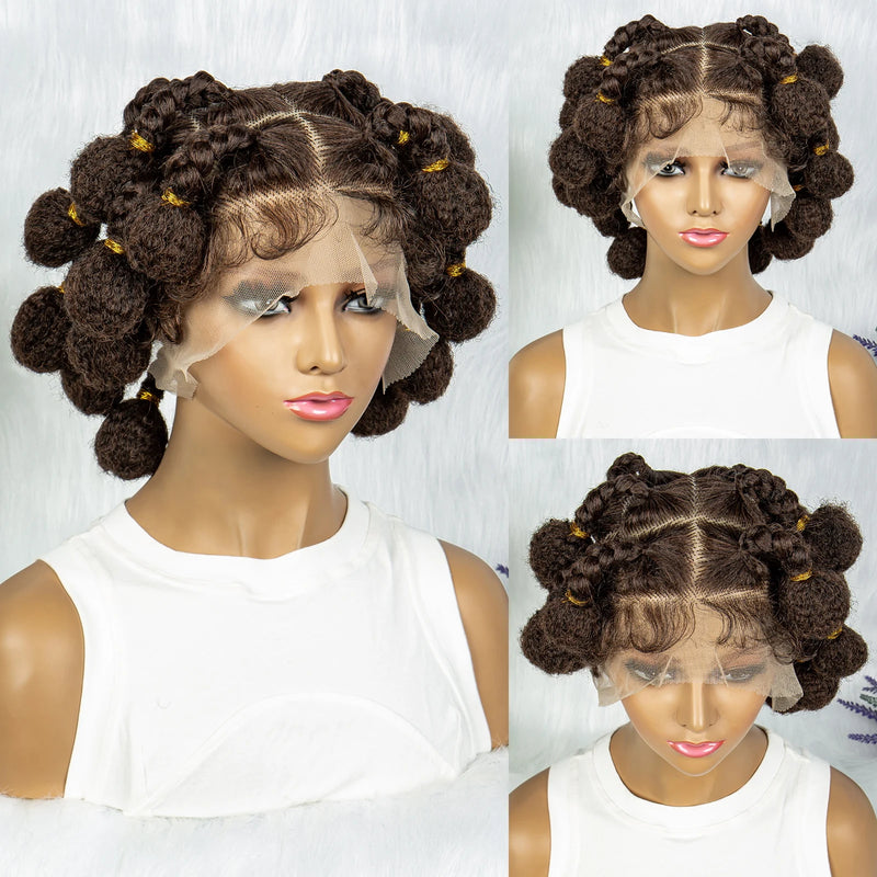 Bantu Synthetic Braided Wigs Full Lace Wig Knotless Box Braids Wigs Afrian Braiding Hair Wigs  For Black Women