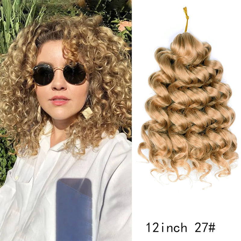 12Inch Water Wavy Synthetic Crochet Hair Ombre Hawaii Afro Curls Braiding Hair Extensions For Women Ocean Wave Hair