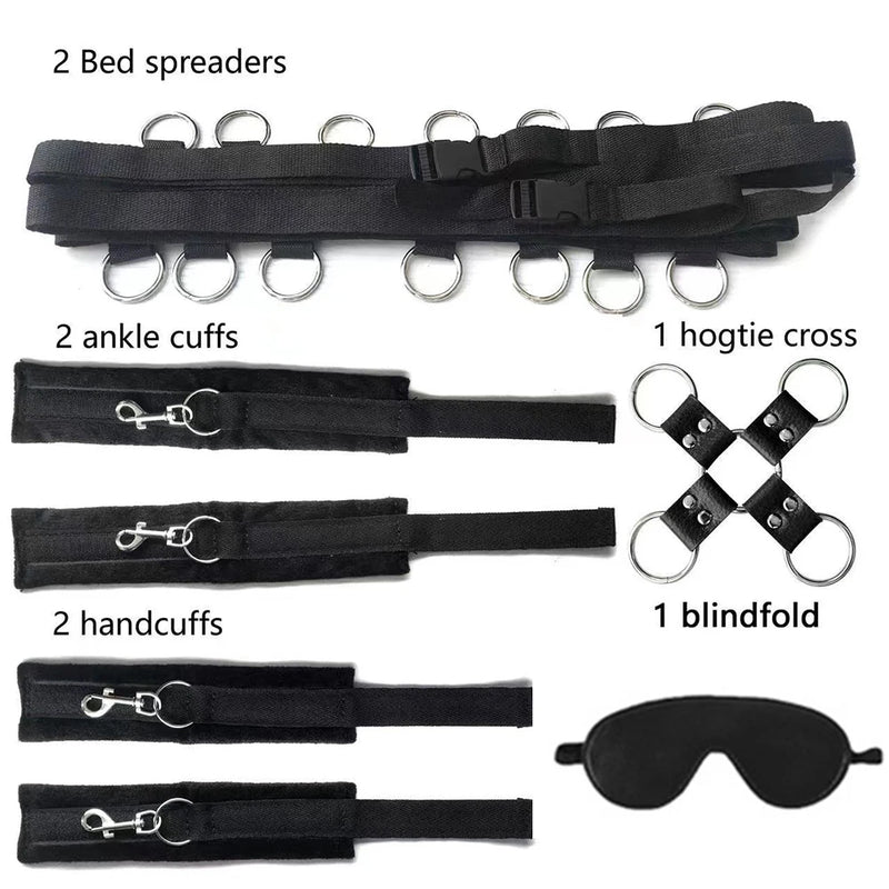 Conjunto bdsm de brinquedo, algemas sexuais para casal, kit adulto, algema sexual bdsm, venda, strapon, cama, bondage, escravo, sadomasochismo