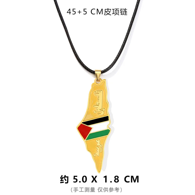 Meetvii Ethnic Free Arabic Fist Map Drop Glue Pendant Necklaces Personalized African Symbol Rope Chain Neck Jewelry Women Men