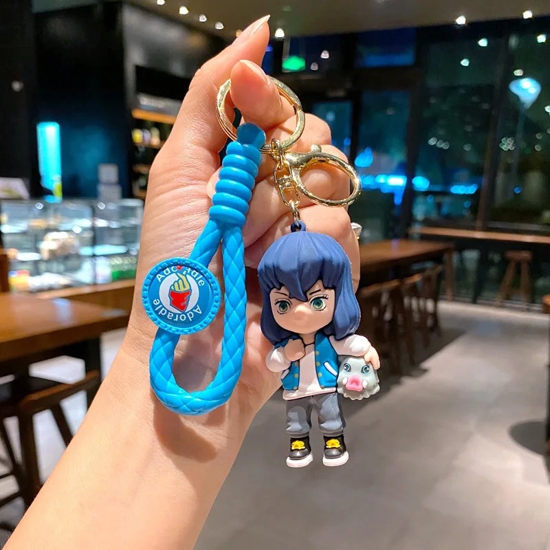 Anime Demon Tanjirou Anime Pvc Keychain Pendant Fashion Backpack Accessories Doll Nezuko Slayer Periphery Jewelry Key Ring