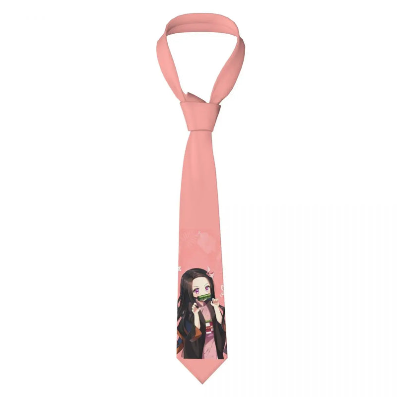 Demon Slayer Anime Necktie Men Women Fashion Polyester 8 cm Wide Neck Tie for Mens Accessories Cravat Wedding Accessories Office