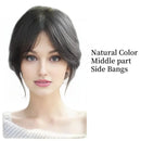 Adesivos de cabelo humano com gancho e laço, pasta mágica, toppers de cabelo para mulheres, sem clipe, cabelo humano, divisão intermediária, franja lateral de 10 polegadas