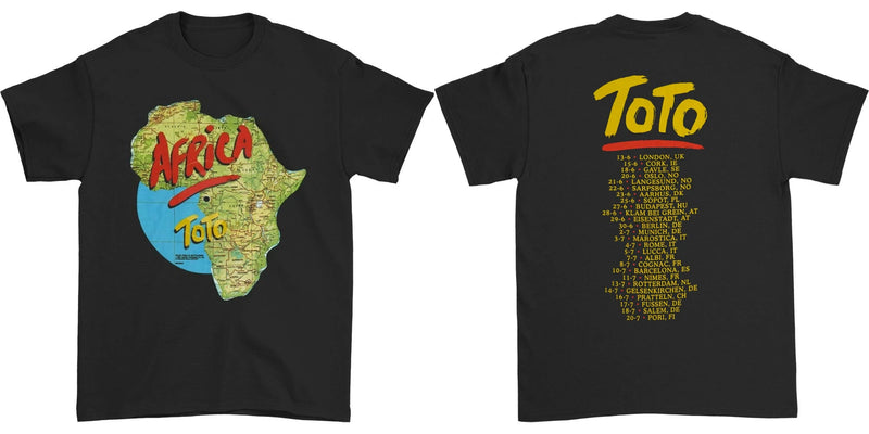 Toto áfrica tour camiseta periférica, padrão impressão verão marca de luxo algodão masculino e feminino camiseta manga curta