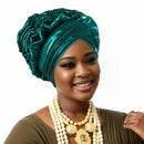 Moda feminina elástico plissado turbante africano boné senhora cabeça envolve nigeria casamento auto gele headtie festa chapelaria chapéu