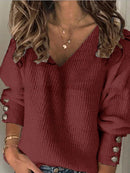 Plus size 5xl outono sólido casual decote em v camisola feminina solta malhas básico versátil camisola com nervuras pullovers elásticos macios