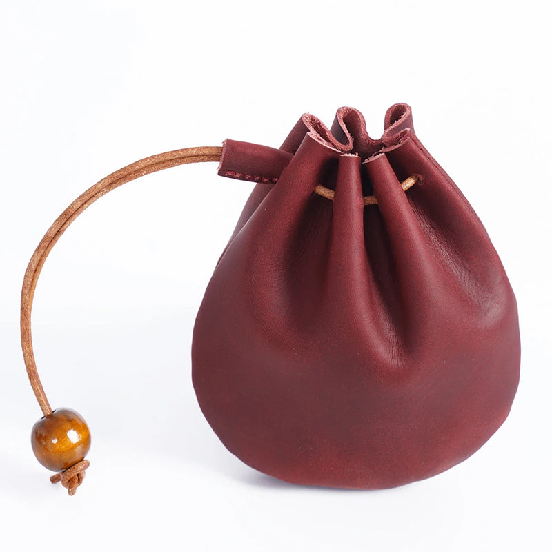 Medieval Steampunk Leather Drawstring Coin Bag Nordic Viking Pirate Purse Jewel Pouch Renaissance Accessory for Women Men