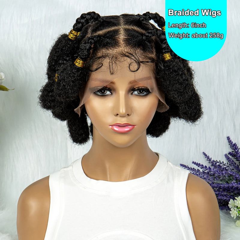 Bantu Synthetic Braided Wigs Full Lace Wig Knotless Box Braids Wigs Afrian Braiding Hair Wigs  For Black Women