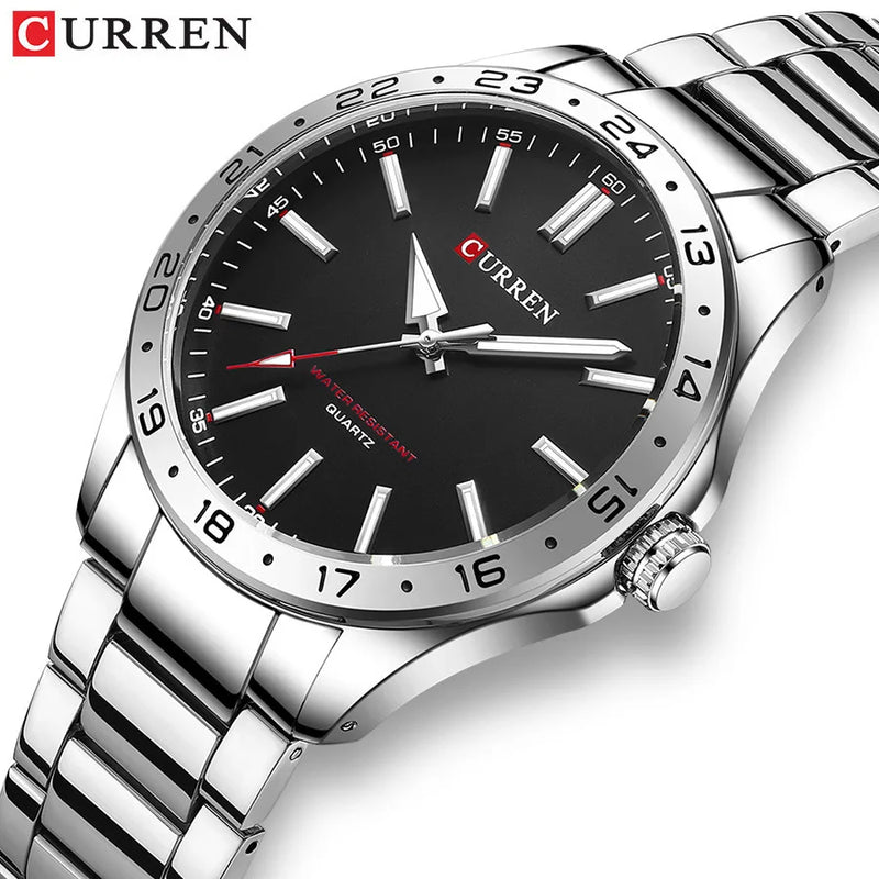 Curren 8452 prata branco presente quartzo homem de negócios relógio de pulso masculino relógio de quartzo simples luxo militar do exército à prova dwaterproof água relógio masculino