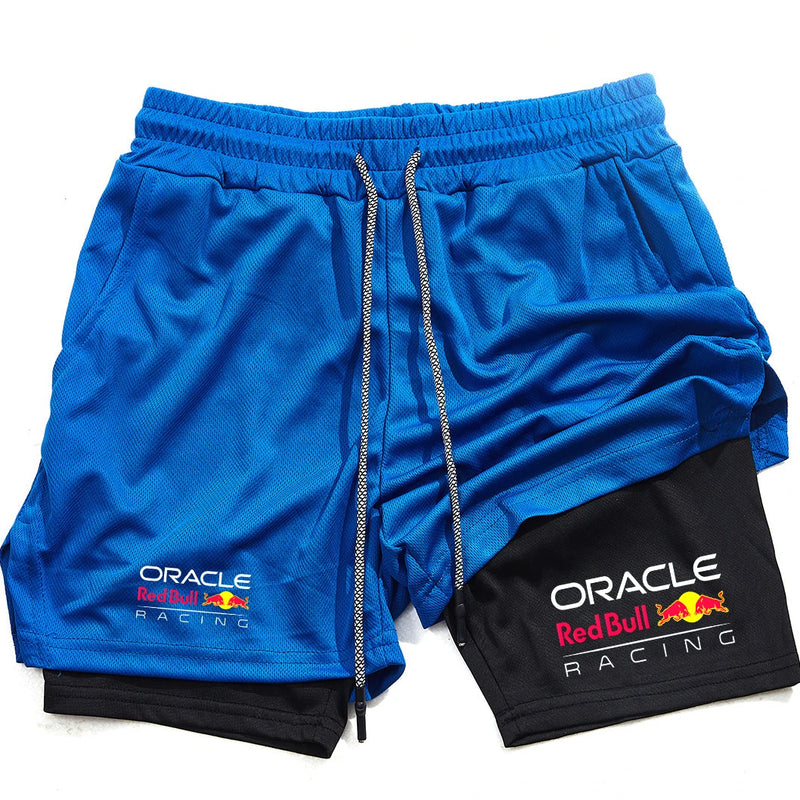 Red Bull 2-in-1 men's sports shorts, casual, quick-drying, double-layer breathable, perfect for summer running and fitness