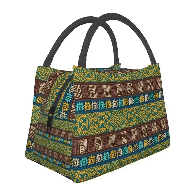 African Ethnic Tribal Pattern Insulated Lunch Bags for Women Africa Ankara Print Cooler Thermal Bento Box Office Picnic Travel