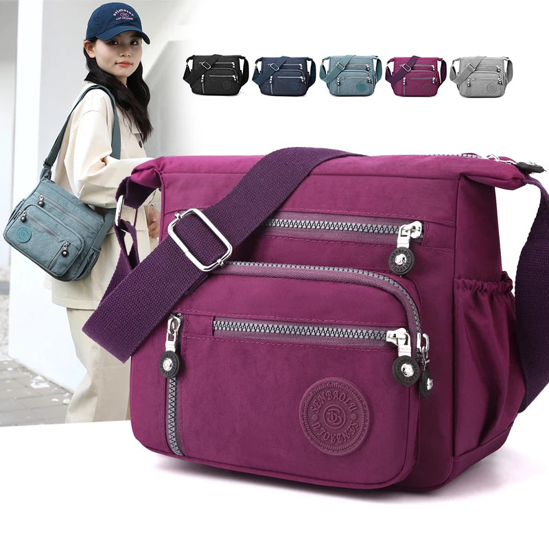 High Quality Nylon Women Shoulder Bag Fashion Multi-pockets Female Messenger Bag Casual Girls Shopping Bag Handbag