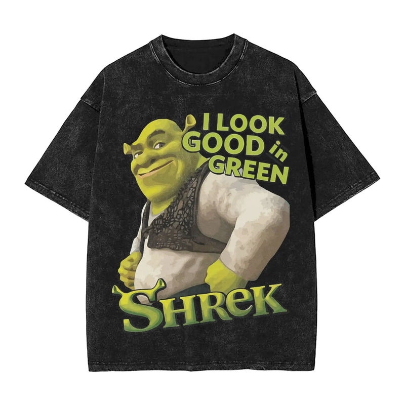 Swamped Shrek T Shirt Summer  Aesthetic T-Shirts Casual Trendy Cool Tshirt For Couple Short-Sleeved Design Top Tees