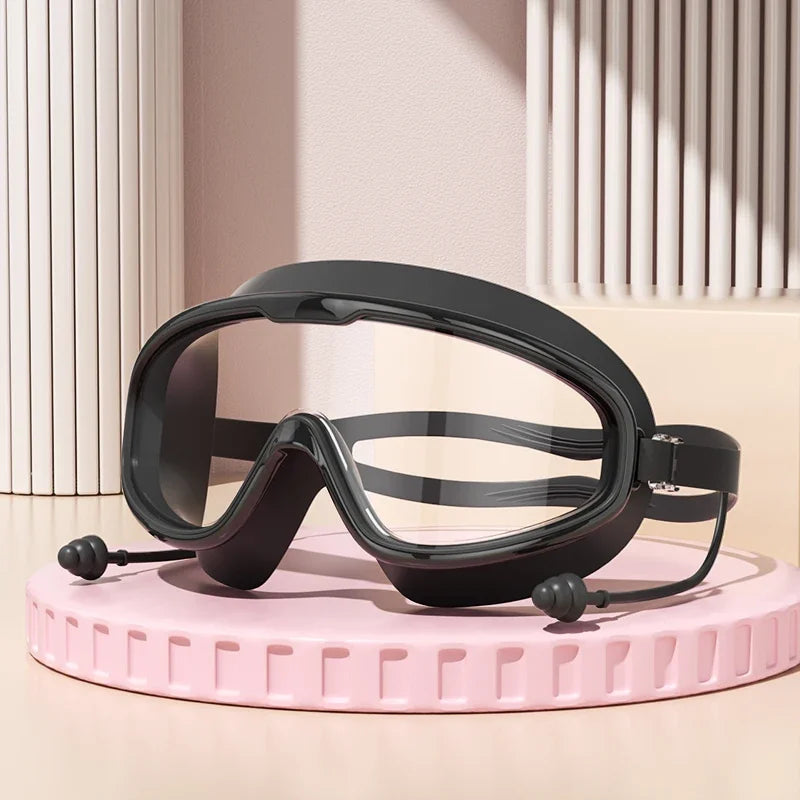 Óculos de natação Óculos de natação de armação grande HD grande angular antiembaçante proteção UV Óculos de natação para adultos sem vazamento