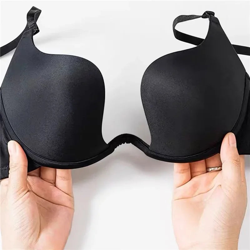 Sexy Backless Lingerie Invisible Deep U Bra Women Seamless Backless Outfit Underwear Low Collar Brassiere Open Back Push Up Bras