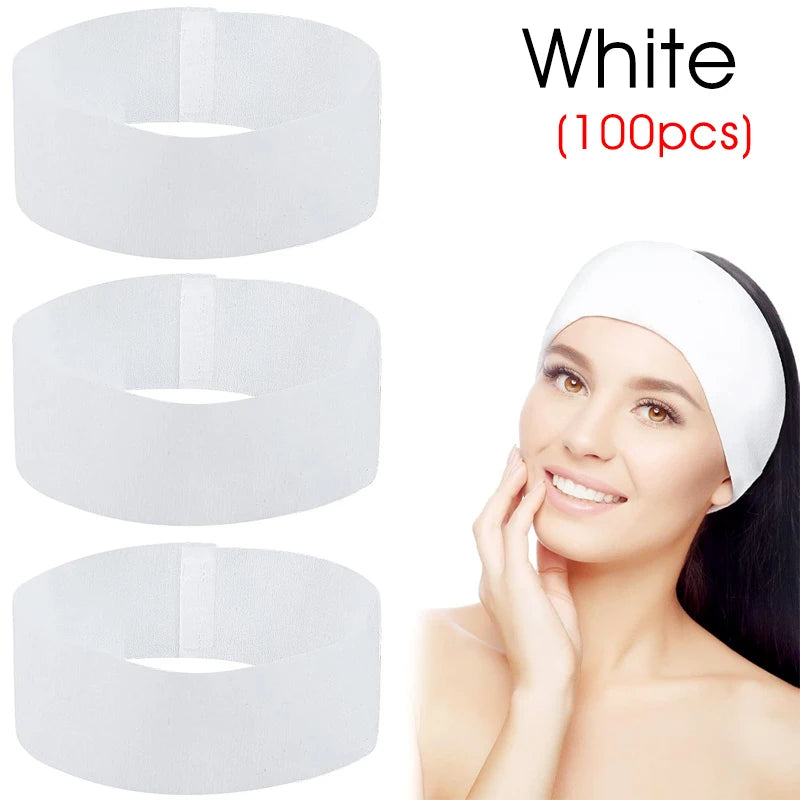 10/50/100 pçs descartável spa facial headbands branco facial esteticista bandana envoltório não tecido macio cuidados com a pele salão de beleza supplie