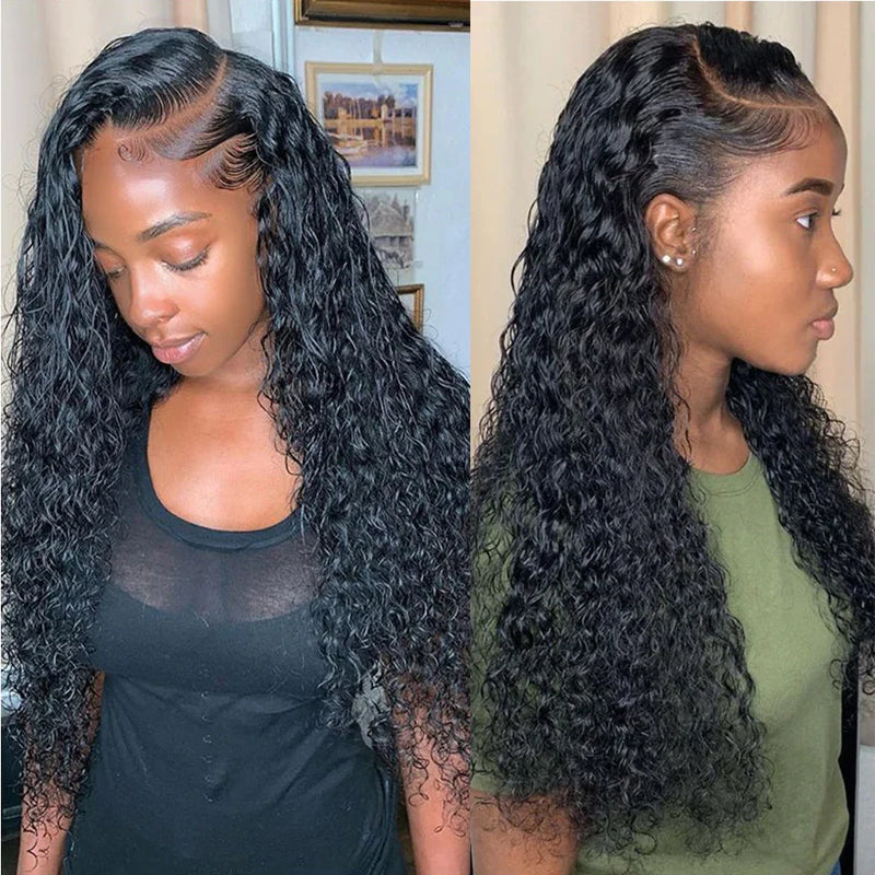 Brazillian Kinky Curly Human Hair Bundles With Frontal 13x4 Water Wave Hair Weave Bundles with Closure Remy Hair Extensions
