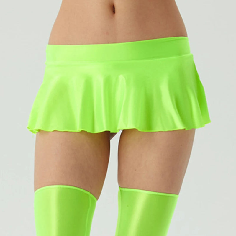 Fashion Womens Clothing Glossy Short Skirt Comfortable Skater Night Party Skirt Clubwear Female Skirts