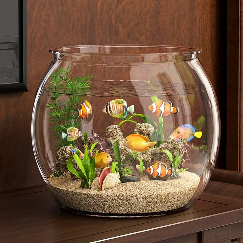 Ultra Clear Round Fish Bowl Plastic Household Fish Viewing Tank Decorative Shatterproof Desktop Small Aquarium