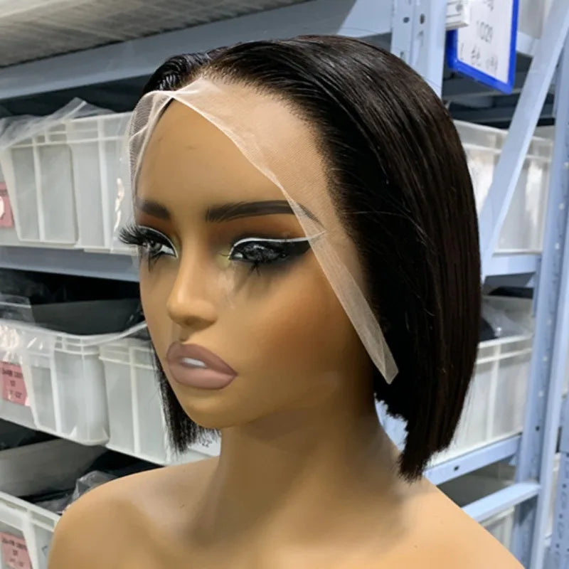 Super Double Drawn BOB Glueless Bone Straight Vietnamese Hair Wigs 8 Inch 13x4 Lace Frontal Wig 2x6 4x4 5x5 Closure Wig
