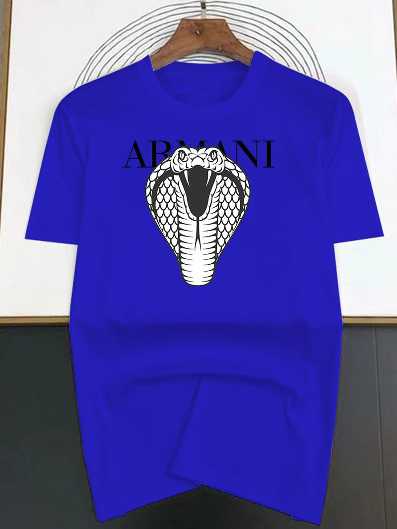 Spring and Summer Light Luxury Fashionable Loose Snake Men and Women Printed Short Sleeved Fashionable Casual Versatile T-shirt