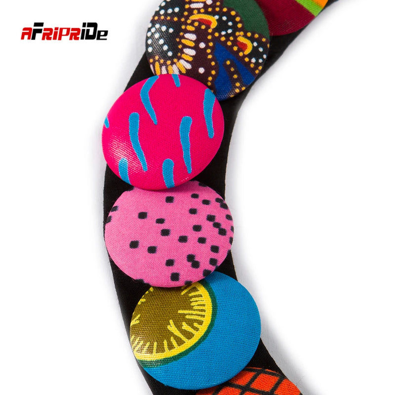 Fashion African Print Ankara Buttons Necklace for Women African Triangle Ankara Fabric Cravat Africa Tie Chokers Necklace Wyb611