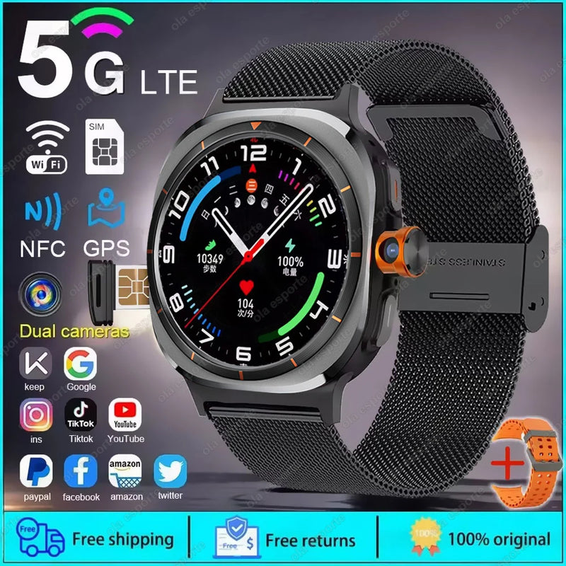 2025 novo relógio inteligente 4g/5g sim completo netcom wifi nfc gps 32gb relógios para homem 32gb de armazenamento câmera hd smartwatch para ios/android