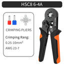 Hexagonal Auto-Ajustável Ratchet Virola Crimping Tool Kit, Crimper Kit com Mangas Virola, Terminais de Fio, 23-7AWG, 0.25-10 mm2