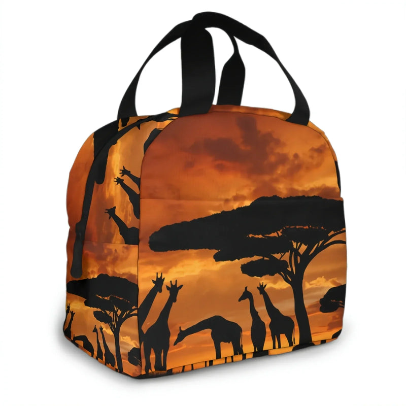 Africa Savannah Animal Insulated Lunch Bag Reusable Thermal Lunch Box Containers for Women Men Shopping Office School Picnic