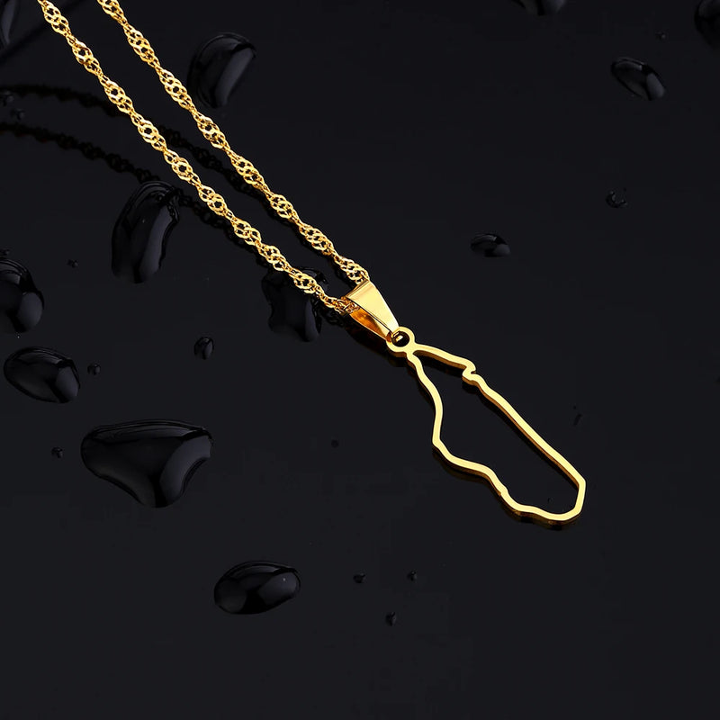 Fashion Madagascar Map City Pendant Necklace Stainless Steel African Men Women Ethnic Map Jewelry Gift
