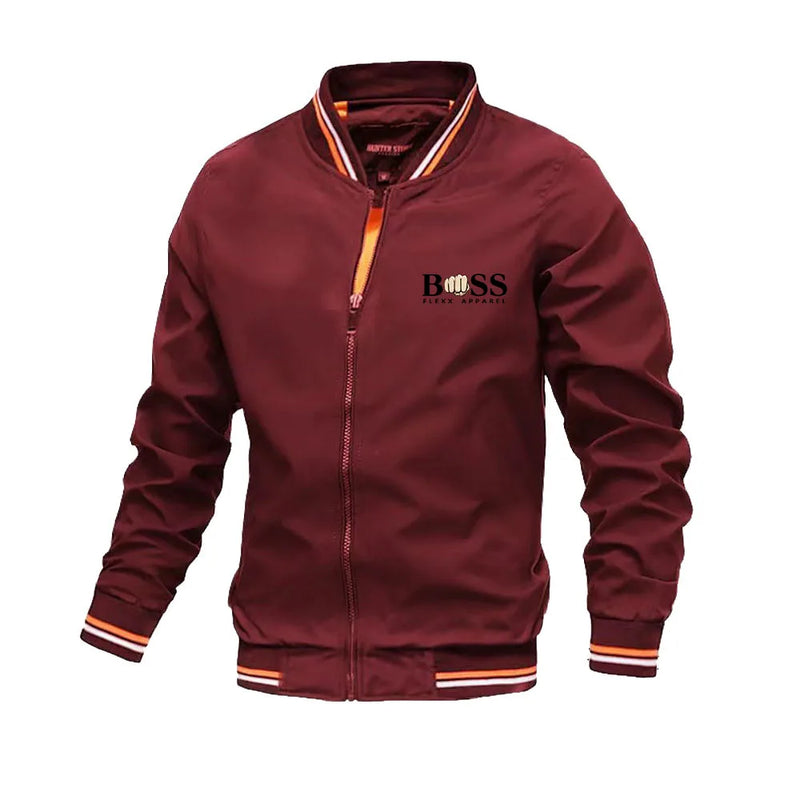 Spring and Autumn Men's School style striped jacket, outdoor jogging windproof coat, multi-pocket zipper basic men's style