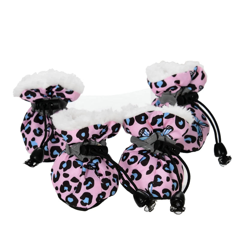 Winter Dog Shoes Small Medium Large Dogs Reflective Puppy Snow Boots Warm Soft Adjustable Pet Footwear Chihuahua Pug Supplies