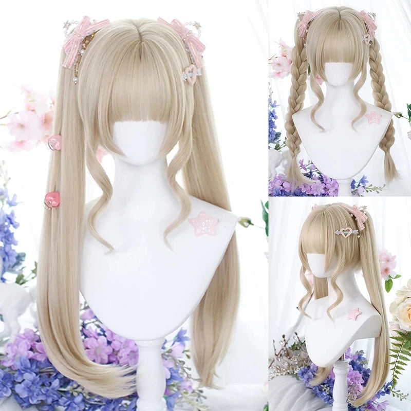 OLACARE  Synthetic Long Straight Lolita Wig with Bang Black Red Two-Tone Cosplay Party Halloween Christmas Wavy Curly Wig