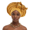 Lantejoulas Bowknot Headtie Africano, Nigeriano Auto Gele Envoltórios Cabeça das Mulheres, Já Feito Boné de Turbante, Casamento Geles Festa Capacete