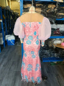 Vestido de noite feminino até o chão, mini vestido rosa, saia rabo de peixe, tamanho grande, quente, primavera e verão