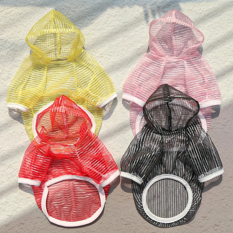 Mesh Dog Clothes Sunscreen Hoodies Mosquito Prevention Suit Sweatshirt For Small Dogs Dachshund Chihuahua Puppy Hooded Shirt XS