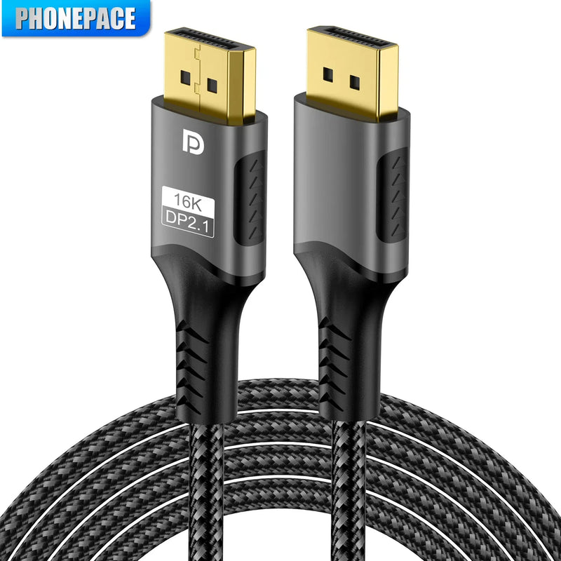 HDMI Cable 16K DP 2.1 8K@120Hz 4K@240Hz 80Gbps  HDR Video Audio  Display Port for Laptop TV Xbox Projector Gaming Monitor