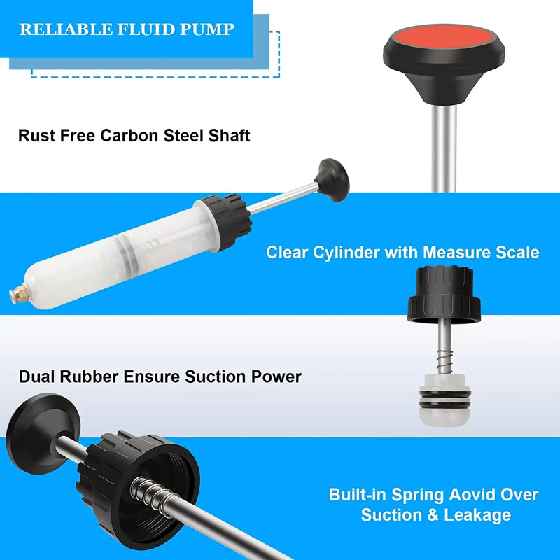 200CC Car Oil Fluid Extractor Portable Needle Tube Automotive Fuel Brake Liquid Extraction Transfer Filling Syringe Car Oil Pump