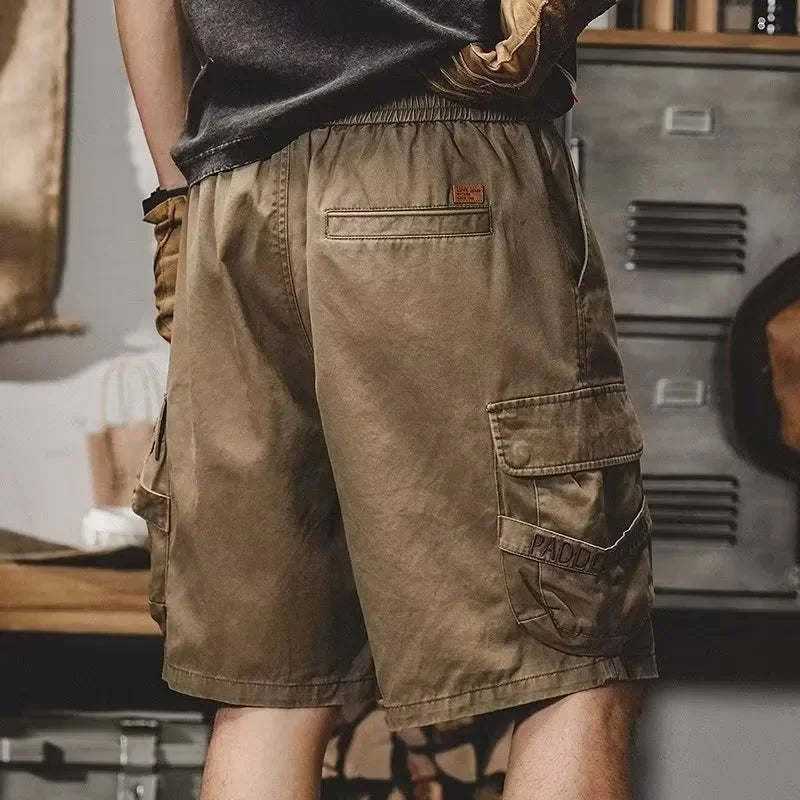 American Style Workwear Shorts Men's Summer New Multi-Pocket Solid Color Loose Trendy Sports Casual Five-Quarter Pants