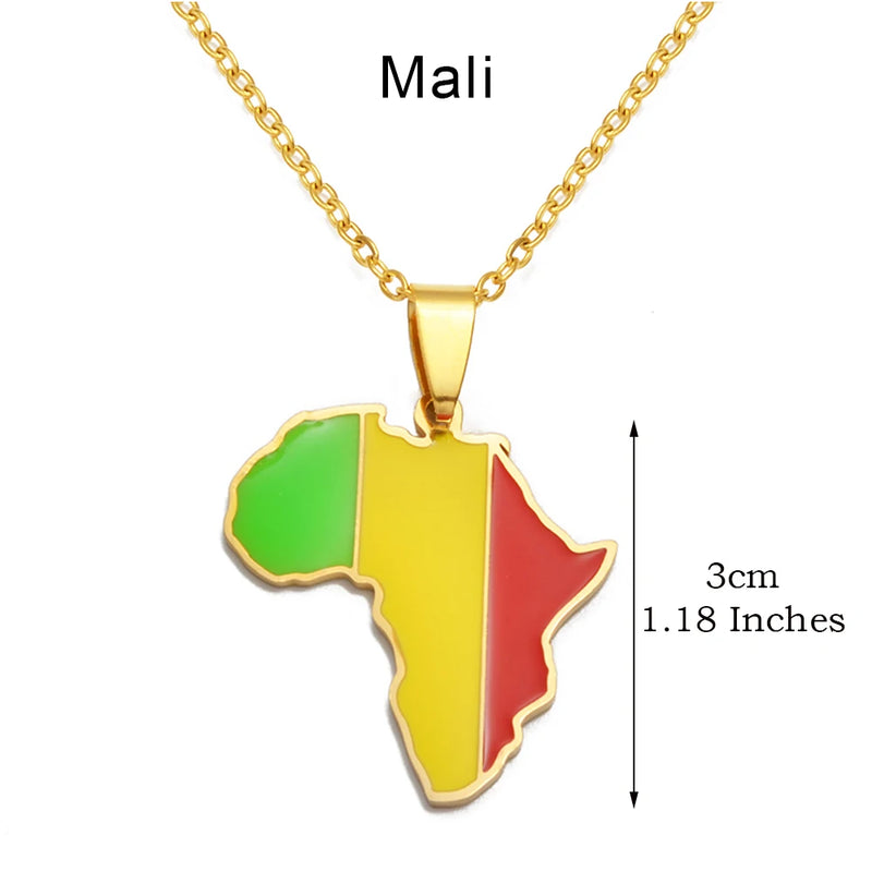 Anniyo 3CM Hip-hop Africa Map Pendant Necklaces Stainless Steel Algeria Morocco Egypt Tunisia Libay Jewelry