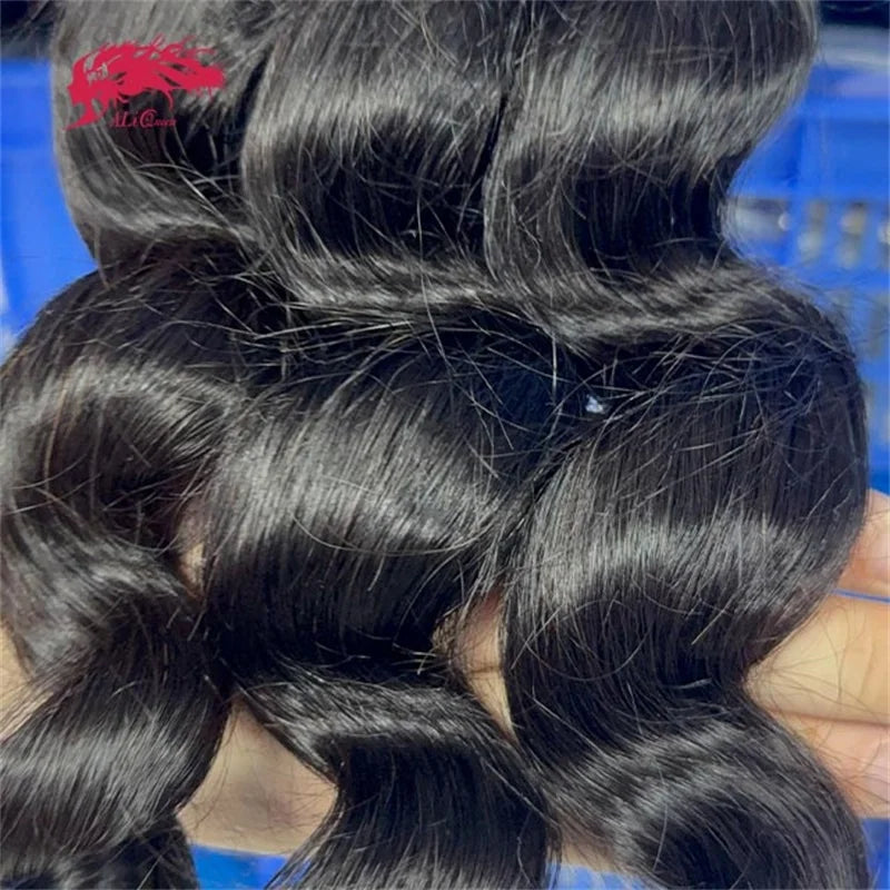 Ali Queen Hair Loose Wave Bundles Human Hair Virgin Hair 3 Bundle Deals Real Human Hair Extensions For Black Women Natural Black
