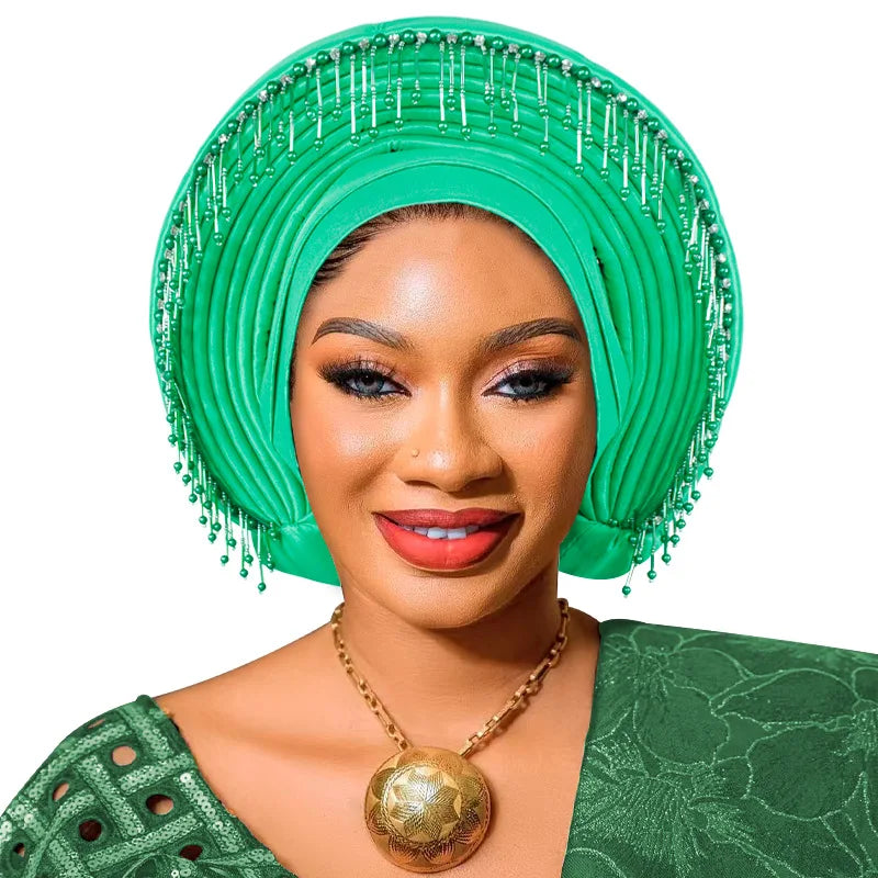 Already Made African Headtie Women's Turban Cap Female Head Wraps Nigeria Wedding Auto Geles Party Headwear Hat African Headtie