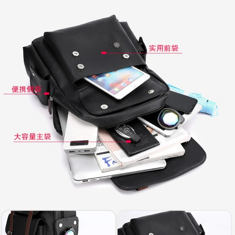 2025 nova grande capacidade de couro macio do plutônio mochila casual negócios computador saco estudante escola mochila viagem