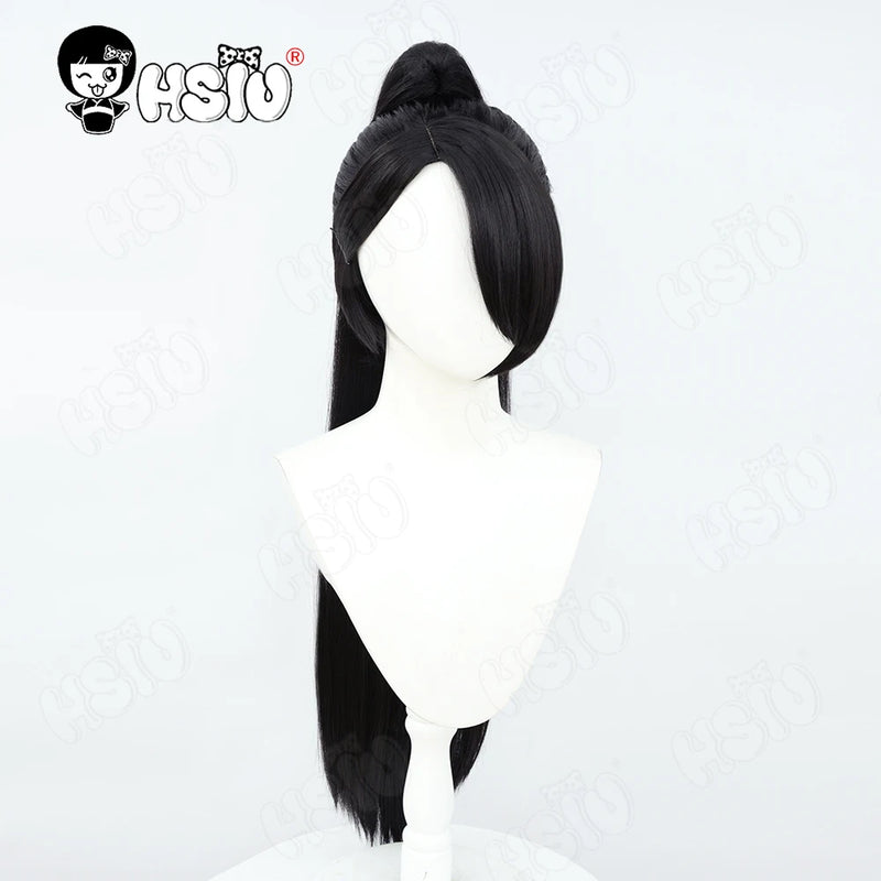 Sage Cosplay Wig Fiber synthetic wig「HSIU」90cm long black Wig+Wig cap Game VALORANT Cosplay Wig