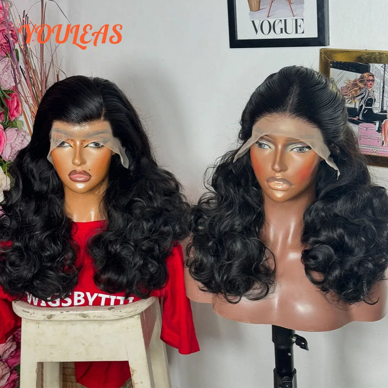 400% Density Wear And Go Glueless Wig Human Hair PrePlucked Bleached Knots Body Wave 13x6Transparent Lace Front Human Hair Wig