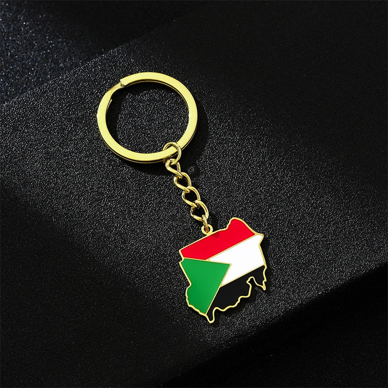 The Republic of South Sudan Map Flag Pendant Necklaces Silver Color/Gold Color Enamel Jewelry South Sudanese Maps Ethnic Gifts